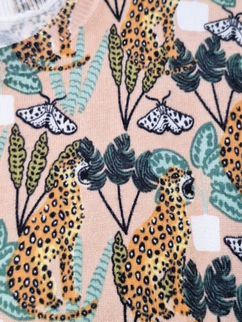 Pepaloves Anthropologie Jungle Cat Sweater Tee Tropical Boho Womens Small - Picture 8 of 12